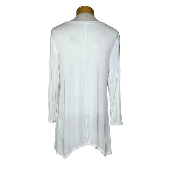 New Directions - Women's Size L Solid White Blouse - 3/4 Sleeves Round Neckline - Picture 12 of 14
